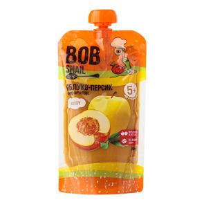 Пюре фруктове "Bob Snail" яблуко-персик, 250 г, діп-пак