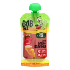 Пюре фруктове "Bob Snail" смузі банан-полуниця, 120 г, діп-пак